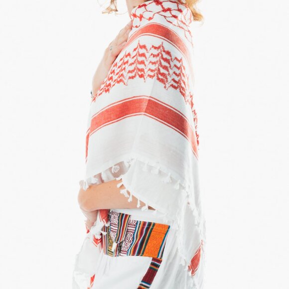 Houndstooth scarf, Keffiyeh, Arafat Hatta, cotton wide scarf tassels shemagh - Picture 3 of 3